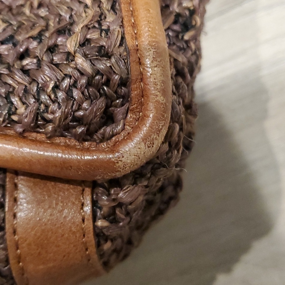 Brighton brown/tan tote statchel woven raffia straw handbag - Picture 5 of 9